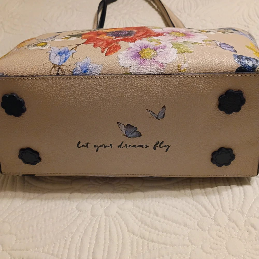 Brighton Floral Tote with Multicolor Blooms - Picture 3 of 4